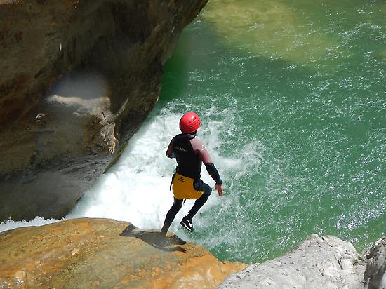 Kid jump in Sierra de Guara