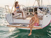 Couple in sailing boat