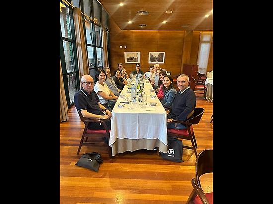 Pilgrims having dinner