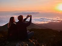Sunset over the sea of clouds