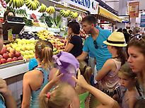 Students during a visit to the market
